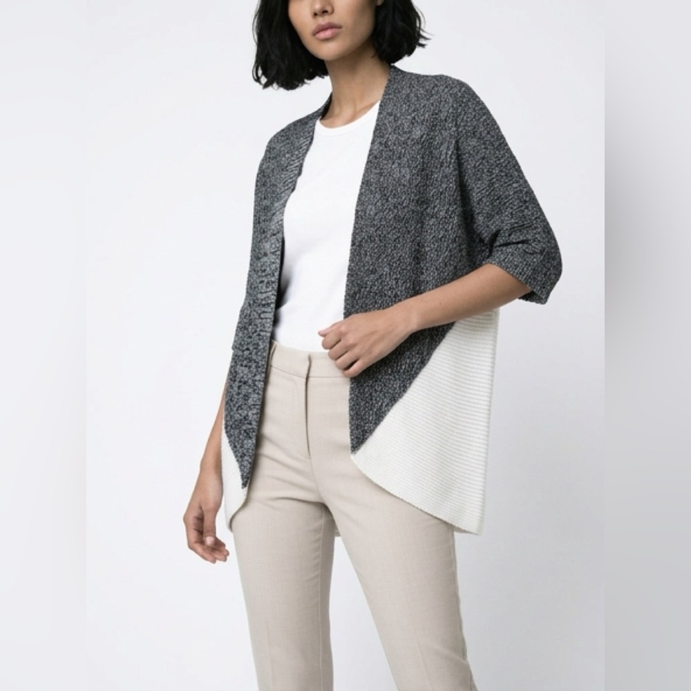 Merona Two-Tone Gray & White Open Front Cardigan